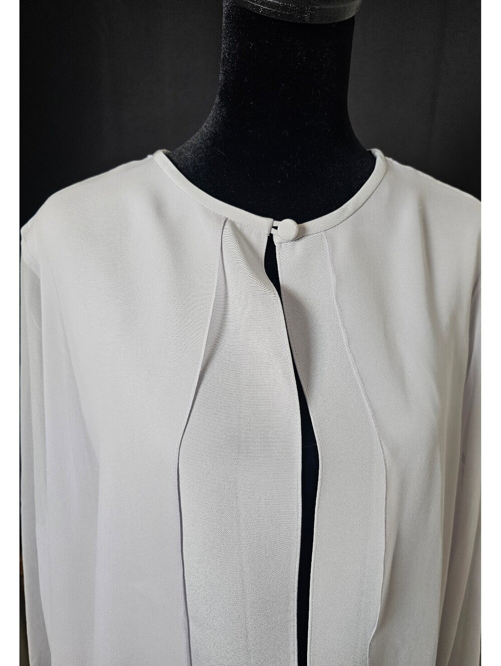 Emmelle Blouse Blue Womens L 100% Silk Elegant Shirt